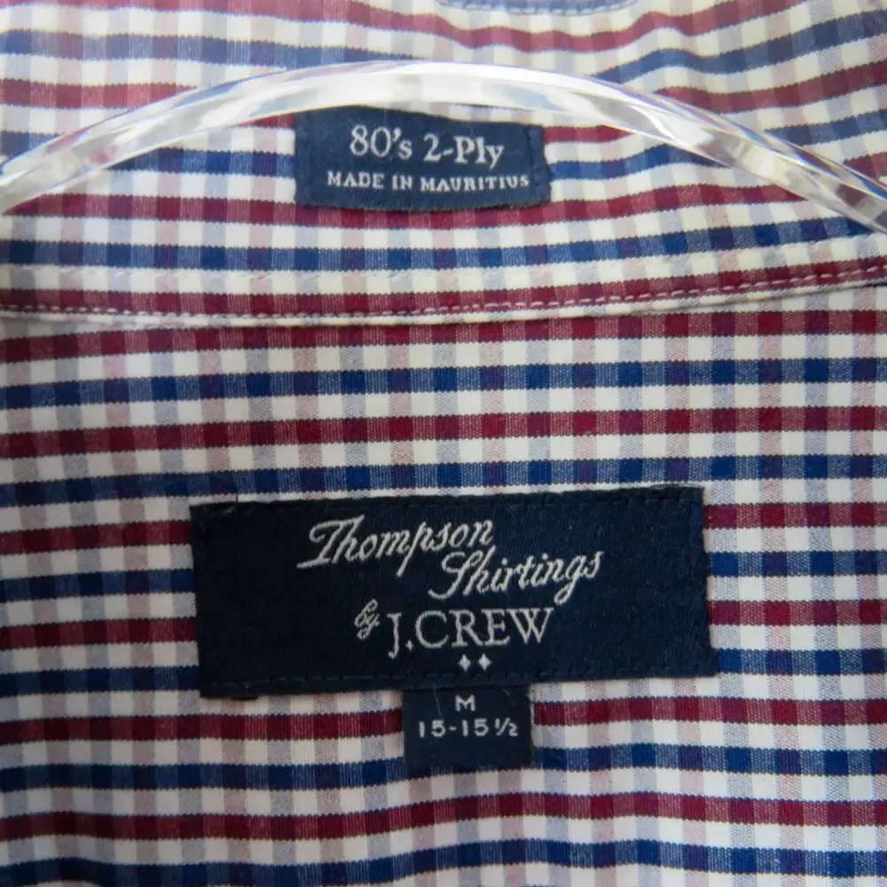 J. Crew Thompson 80's 2 Ply Red Blue Plaid Long Sleeve Button Down Shirt Medium